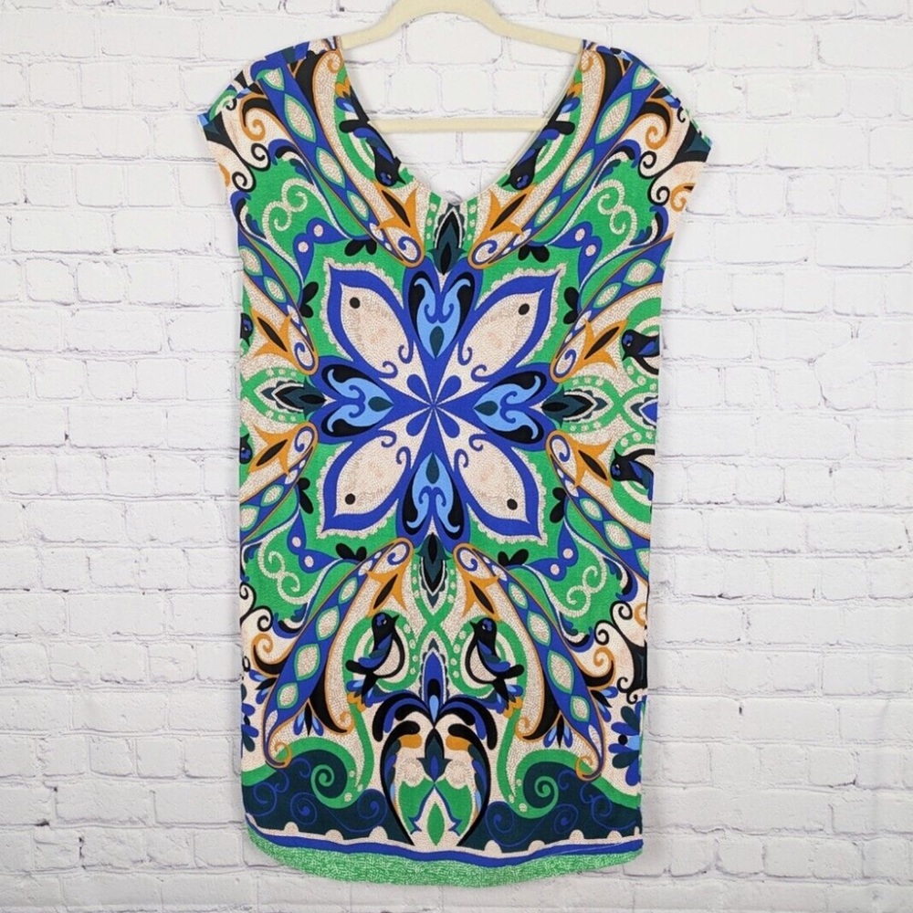 Maeve Anthropologie womens Size XSP printed Mini Dress Colorful Birds XS petite